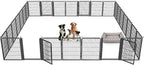 Dog Playpen Outdoor with Low Threshold Gate, 32 inch 28 Panels Dog Play Pen Indoors, Heavy Duty Metal Puppy Playpen Dogs Pen, Rust-Resistant Pet Playpens for Yard RV Camping