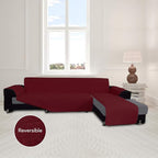 Easy-Going Reversible L-Shape Sectional Couch Cover, X-Large, Christmas Red | Soft Sofa Slipcover For Dogs, Fits Left/Right Chaise Lounge Protector, Water Resistant Mat For Living Room