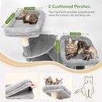 Globlazer S74E Pro Heavy Duty Maine Coon Cat Tree for Large Cats,Light Grey | 74in Sturdy Multi-Level Tall Cat Tree Tower for Indoor Adult Cats with Scratching Posts, 2 Cat Condos, 2 Top Perches