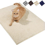 VIVAGLORY Cat Litter Mat Softgrip Litter Trapping Mat, 35"× 25", Beige | Litterbox Rug Box Catcher for Indoor & Floor, Easy Clean Washable Less-Mess Waterproof for Cat
