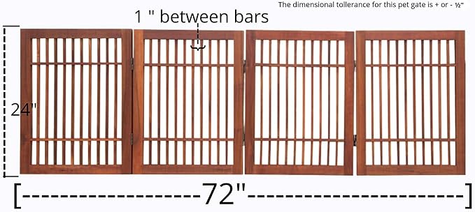 Urnporium Freestanding Wooden Dog Gate Foldable Indoor Pet Gate No Drill Expandable Barrier for Doorways Stairs Hallways Portable Wood Fence for Small Dogs & Puppies (Brown Pet Gate, 4 Panel 24" Tall)