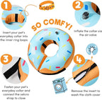 BENCMATE Inflatable Dog Cone Collar Alternative, Soft Dog Cone for Small Medium Large Dogs and Cats, Neck Recovery ECollar Donut Collar After Surgery (Medium, Blue Donut)