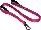 TwoEar 4FT 1IN Strong Rose Dog Leash with 2 Padded Handles, Traffic Handle Extra Control, Comfortable Soft Dual Handle, Auto Lock Hook, Reflective Walking Lead for Small Medium and Large Dogs