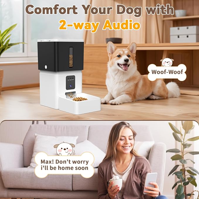 UTCG Automatic Dog Feeder with Camera: 8L/33 Cups 5G WiFi Timed Food Dispenser for Medium Dogs - 1080P HD Night Vision Video Recording 2-Way Audio APP Control | 5G WiFi, for Medium Dogs, 1080P HD Night Vision, Video Recording, 2-Way Audio, APP Control