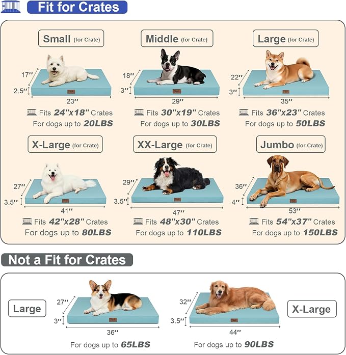 Waterproof Orthopedic Outdoor Dog Bed XL for Extra Large Dogs | Egg Crate Foam for Joint Support, TPU Waterproof Layer, Machine Washable 1680D Oxford Cover, 44 x 32 Inch, Up to 90 lbs