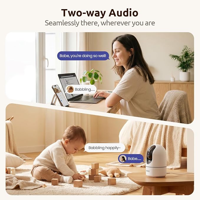 AOQEE 5G Cameras for Home Security Indoor, Pet Monitor w/Phone APP G5 2Pcs | Dual-Band Wi-Fi Indoor Camera with 24/7 TF Card Storage, 360 PTZ Auto-Tracking Pet/Dog/Cat/Puppy/Nanny, Motion Alert, Plug-in