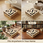 Cat Scratch Puzzle Enrichment Box, Large Solid Wood Cat Nail File Box with Sandpaper and 3 Bell Balls, Stress Free Alternative to Clippers & Grinders, Interactive Cat Toy for Indoor Cats Claw Care (A)