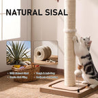 PEEKAB Cat Scratching Post for Indoor Adult Cats and Kittens,33 Inches Tall Large Sisal Scratch Post with Track Ball Toys,Cat Scratcher Toy Beige