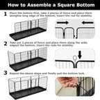 PJYuCien Rectangle Playpen Bottom Pad for 24'' Width 8 Panel Pen, Black | Protect Floor, Easy to Move and Clean, Perfect for Puppy, Duck, and Other Small Animals, Hook Connect