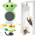 Interactive Cat Toys with Automatic Feather Flying Bird for Bored Adult Cat | Catpick toy Doorway Hanging Feather Toys for Indoor Cat & Kitten, Electric Smart Wand Toys for Exercise &Enrichment, Green