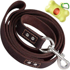 ADITYNA Leather Dog Leash for Large & Extra-Large Dogs, 6ft x 1" | Soft yet strong leather leash for walking, training, hiking — great for Great Dane, Rottweiler, Cane Corso, Mastiff.