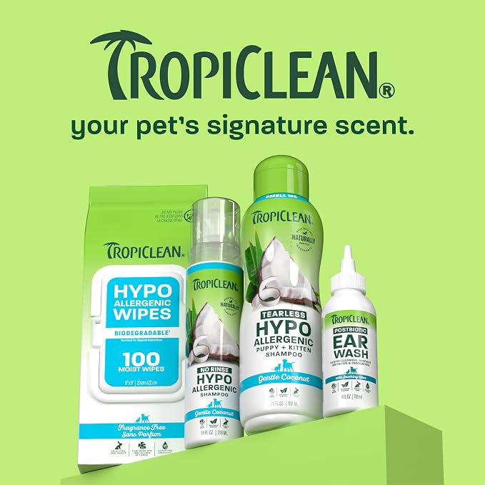 TropiClean Gentle Puppy Shampoo, Dog Shampoo for Allergies & Sensitive Skin, Made in USA, Gentle Coconut Scent, Safe for Cats & Kittens, 20oz | For Allergies & Sensitive Skin | Gentle Coconut Scent | Safe for Cats & Kittens | Made in USA