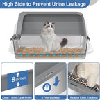 Stainless Steel Sifting Litter Box with Lid, High Sides XXL Extra Large Sifting Cat Litter Box for Pine Pellets & Big Cats, Sifter Litter Pan System for Odor Control,Sifting Box Liners & Scoop