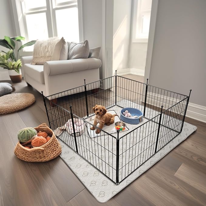 FXW MiniPaws Dog Playpen, Indoor, Yard & RV Camping, 20" H, 8 Panels | Portable, Expandable Layout, Tool-Free Setup, For Puppies & Small Dogs