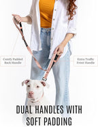 Fei & Eve Classic Dog Leash | Soft-Touch 210D Nylon, Dual Padded Handles, Traffic Handle, Tangle-Free, Heavy Duty, Blush, 6FT