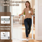 41'' Extra Tall Pet Gate for Large Dogs 54.7-63.0'' Wide Indoor No Jumping Over, Heavy Duty Puppy Baby Gate for Doorways, Pressure Mounted Metal Gate for Child Toddler (White)