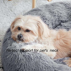 Western Home Calming Donut Medium Dog Bed Washable Pet Bed,30" Navy Grey | Fluffy Faux Fur Round Cuddler,Anti-Anxiety,Anti-Slip Bottom,Plush Pet Dog Beds for Medium Sized Dogs,Up to 45 LBS