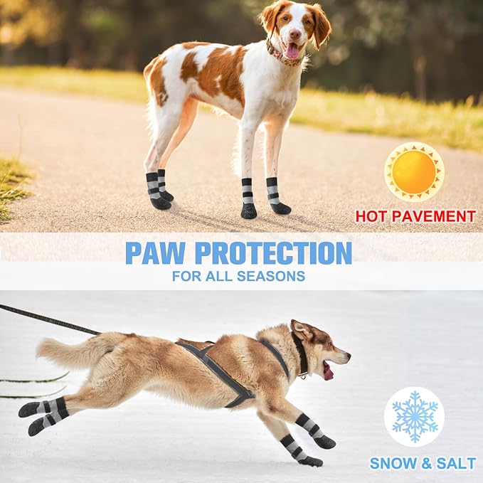 BEAUTYZOO Dog Socks to Prevent Licking Paws for Hardwood Floors Anti Slip, Dog Shoes Booties for Hot/Cold Pavement,Grippy Boots & Paw Protectors Traction Control for Small Medium Large Senior Dogs