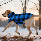 ASENKU Reversible Dog Winter Coat, Dog Jacket for Small Medium Large Dogs | Windproof Plaid Fleece Lining for Cold Weather, Water-resistant Outer Shell, Puppy Puffer Vest with Leash Hole, Blue XL
