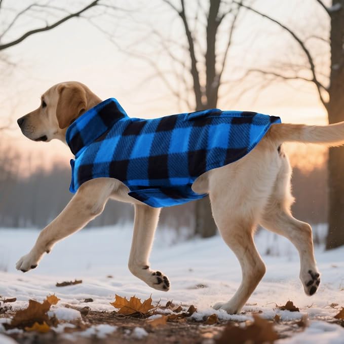 ASENKU Reversible Dog Winter Coat, Dog Jacket for Small Medium Large Dogs | Windproof Plaid Fleece Lining for Cold Weather, Water-resistant Outer Shell, Puppy Puffer Vest with Leash Hole, Blue XS