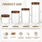 3 Pack 50 fl oz/1500 ml Clear Glass Storage Canister with Airtight Wooden Screw On Lid, Large Tall Decorative Glass Container Jar Set for Coffee, Nut, Tea, Candy, Cookie, Cereal, Sugar, Flour