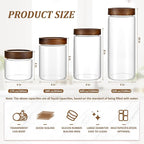 50 fl oz/1500 ml Clear Glass Storage Canister with Airtight Wooden Screw Lid, Large Tall Cute Decorative Glass Food Container Jar for Coffee, Candy, Cereal, Cookie, Pasta, Flour, Juices