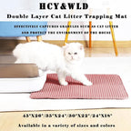 HCY&WLD Cat Litter Mat, Honeycomb Double Layer Litter Trapping Mat | Safe Materials, Soft on Paws, Waterproof Urine Proof Non-Slip, Protects Floors, Less Waste, Easy to Clean, Pink, 30" x 22"