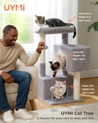 Small Cat Tree for Kittens, 32 in Cat Tower with 2 Cozy Condos | Multi-Level Cat Tree with Scratching Posts, Soft Padded Perch, 2 Dangling Toys