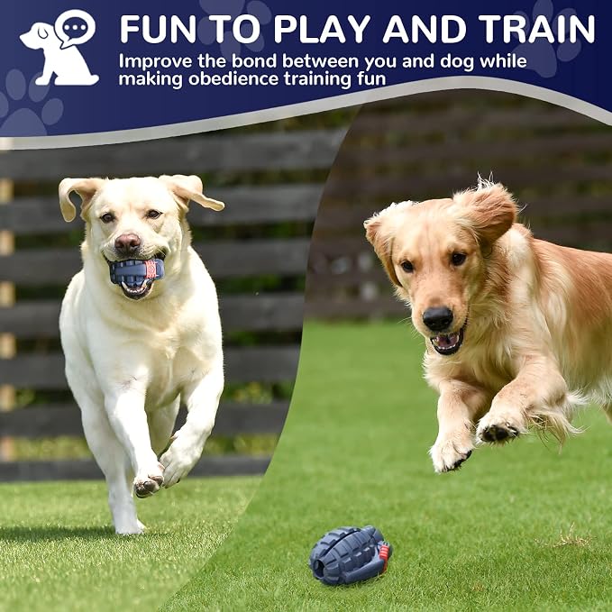 Dog Toys for Aggressive Chewers Large Breed, for German Shepherd, Indestructible Interactive Treat Dog Toys for Large Medium Breeds, Food Grade & Tough Rubber, Fun to Chew, Chase and Fetch (Blue)