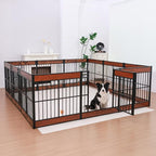 Dog Playpen, 35.4" Height Dog Pen Indoor, Heavy Duty, Safe and Sturdy, Furniture Style Puppy Pen (12 Panels (35.4" High), Mahogany)