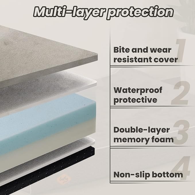 Laifug Orthopedic Dog Beds for Large Dogs,7" Memory Foam Dog Beds,Durable Water Proof Liner Removable and Washable, Nonskid Bottom, Dark Grey 50"x36"x10"