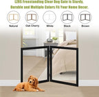LZRS Clear Dog Gate for Indoor Use - Transparent Pet Fence with Solid Hardwood and Plastic Board, Stylish & Durable freestanding Pet Gate for Doorways, Stairs and Hallways-2 Panel Black
