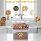 2-Piece Dog Food Container with Handle,20lb Airtight Pet Food Storage Bin for Dogs Cats, Large Capacity Kibble Container for Kitchen Counter,Stackable and Keep Food Fresh Crispy-BPA free