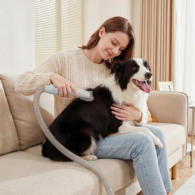 NEWBULIG Pet Grooming Vacuum Kit for Cats and Dogs, 2.5L Dust Cup, White | 3 Suction Modes and 5 Groomer Tools, Dog Clippers with Cordless Low Noise for Cats, Dogs Other Animals Hair Trimmer