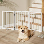 Free Standing Dog Gate Indoor, Foldable Dog Gate for Stairs Doorways | 3-Panel Freestanding Pet Gate with Support Feet for Stability, Folding Puppy Gate Easy to Move, Doggy Gate 54"x24", White