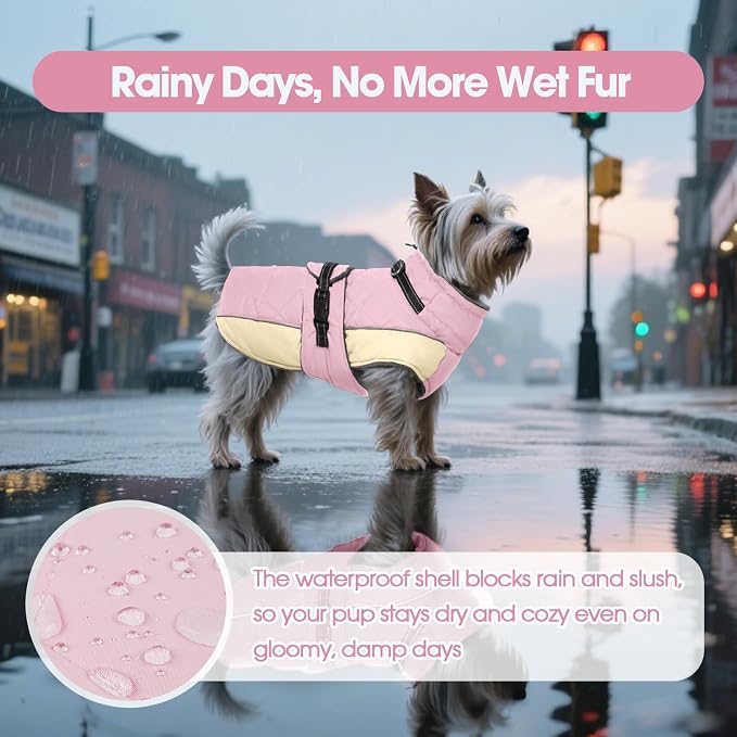 QBLEEV Warm Dog Jacket - Reflective, Adjustable Winter Coat with Turtleneck for Cold Weather, Waterproof Fleece Snowsuit for Small, Medium, Large Dogs