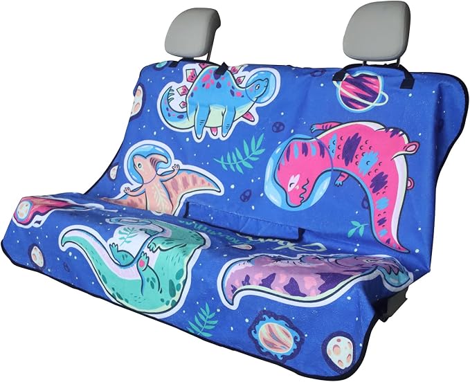 Back Seat Cover for Car Trucks Van SUV,Waterproof Rear Bench Towel Seat Covers for Dogs and Kids,Automotive Backseat Protector (Cartoon Dinosaur)