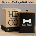 Metal Dog Food Container 5-7lb, 25 Cup w/ Airtight Bamboo Lid, Metal Handle | Pet Jar For Dogs up to 50lbs, Airtight Bamboo Lid, Sturdy Comfortable Metal Handle, Powder Coated Iron, Kibble Storage Bin