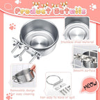 Silkfly 14 Pack Stainless Steel Hanging Dog Crate Bowls, Non-Spill Kennel Food & Water Bowls with Screw Clamp Holders, Removable, Easy to Clean Metal Cage Feeder for Pets(12 oz)