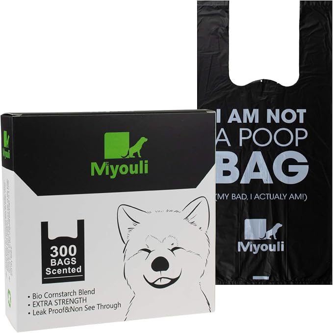 300 Counts Extra Thick Dog Poop Bags With Handles | Perfect Size for Any Dog,Hides Mess, Bio Cornstarch Blend, Leak-proof,Ocean Scented,Cat Litter Disposal Bags