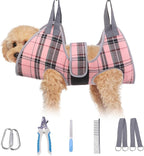 BEAUTYZOO Dog Grooming Hammock for Small Dogs/Cats, Nail Trim Restraint, XS | Dog Hanging Harness for Nail Trim, Adjustable Hook & Loop,Soft Neck Support &Dual Safety Straps for Stress-Free Grooming,Pink