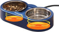 Heated Water Bowl for Cats, Outdoor Heated Pet Bowl in Winter | 18/8 Stainless Steel, Anti-chew Cord, Removable Bowls, Dual-bowl Heated System, Raised Ergonomic Stand, Blue, 3 Cups