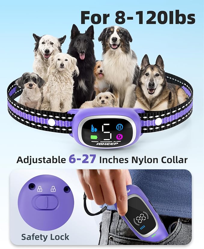 2-in-1 Dog Shock Collar and Bark Collar for Dogs – 3300FT Dog Training Collar with Remote, IP67 Waterproof e Collar with Anti-Bark/Beep/Vibration/Shock Modes for Small Medium Large Dog(8-120Lbs)