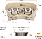 Neater Feeder Express Mess Proof Cat Bowls Elevated, No Spill Feeding Station, Stainless Steel Dishes for Food and Water, Raised Bowls for Indoor Cats, No Fatigue Whisker Friendly Dish, Almond