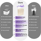 LEAWALK 10LBS Airtight Rice Food Storage Container BPA Free, 5.28Qt Clear Plastic Kitchen and Pantry Organization Bin Suitable for Cereal, Dry, Oats, Flour, Sugar, Pasta, Pet Food-Clear Purple