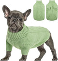 Queenmore Small Dog Pullover Sweater, Cold Weather Cable Knitwear, Classic Turtleneck Thick Warm Clothes for Chihuahua, Bulldog, Dachshund, Pug, Yorkie (Green, X-Large)
