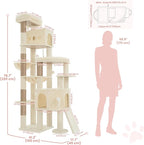 Cat Tree, 78.7" Tall Heavy Duty Cat Tower for Indoor Cat VCT033MJ | Cat Furniture with Sturdy Structure, Spacious Condo, Cozy Top Perch & Scratching Posts, Hammock, Beige