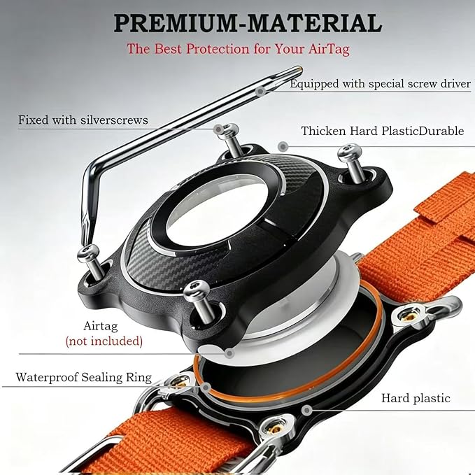 AirTag Dog Collar for Large Dogs Tactical Dog Collar with AirTag Holder | Upgrade Waterproof,Control Handle,Quick-Release Metal Buckle,1000D Nylon Fabric,Soft-Padded Webbing,Velcro Patch(Orange,XXL)