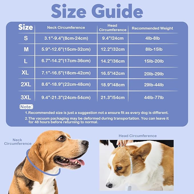 IDOMIK Dog Recovery Collar, Waterproof Soft Dog Cone After Surgery | Comfy Protective Elizabethan Collar Alternative for Dogs Cats, Adjustable Pet Neck Donut Cone Anti-Licking Wounds,Blue,S