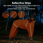 Lelepet Waterproof Dog Raincoat, Hooded Dog Rain Jacket, Full Body Coverage | Adjustable Full-Body Dog Rain Coat, Built-in Collar and D-ring, Snowproof & Windproof Rain Jacket, Reflective Stripe